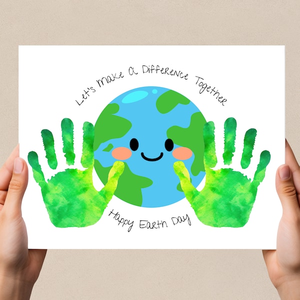 Earth Day Handprint Art, Handprint Earth Day Craft, Earth Day Keepsake activity for Preschools, Daycare. Sizes: 10x8", 11x8.5", A4