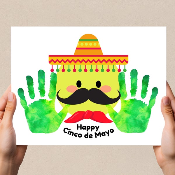 Cinco de Mayo Handprint Craft, Preschool Baby Toddler activity, Handprint Art Keepsake DIY Cinco de Mayo party activity sizes 11x8.5, 10x8