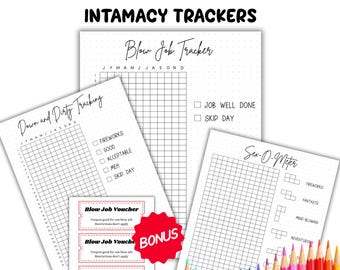 Adult Intimacy Tracker, Blow Job Tracker, Sex Tracker, Sexual Health Planner, Love Tracker, Printable Journal Pages, Blow Job Coupons