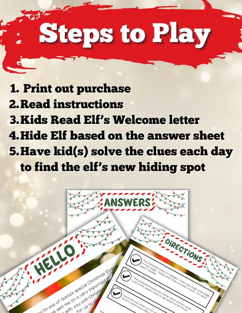 Elf Scavenger Hunt, Christmas Treasure Hunt, Elf Notes, Advent Calendar ...