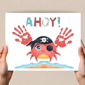 Pirate Handprint Art, Handprint Crab Craft for Babies, Toddlers. Preschool Activity for Daycare Crafts, Preschool Talk Like a Pirate Day
