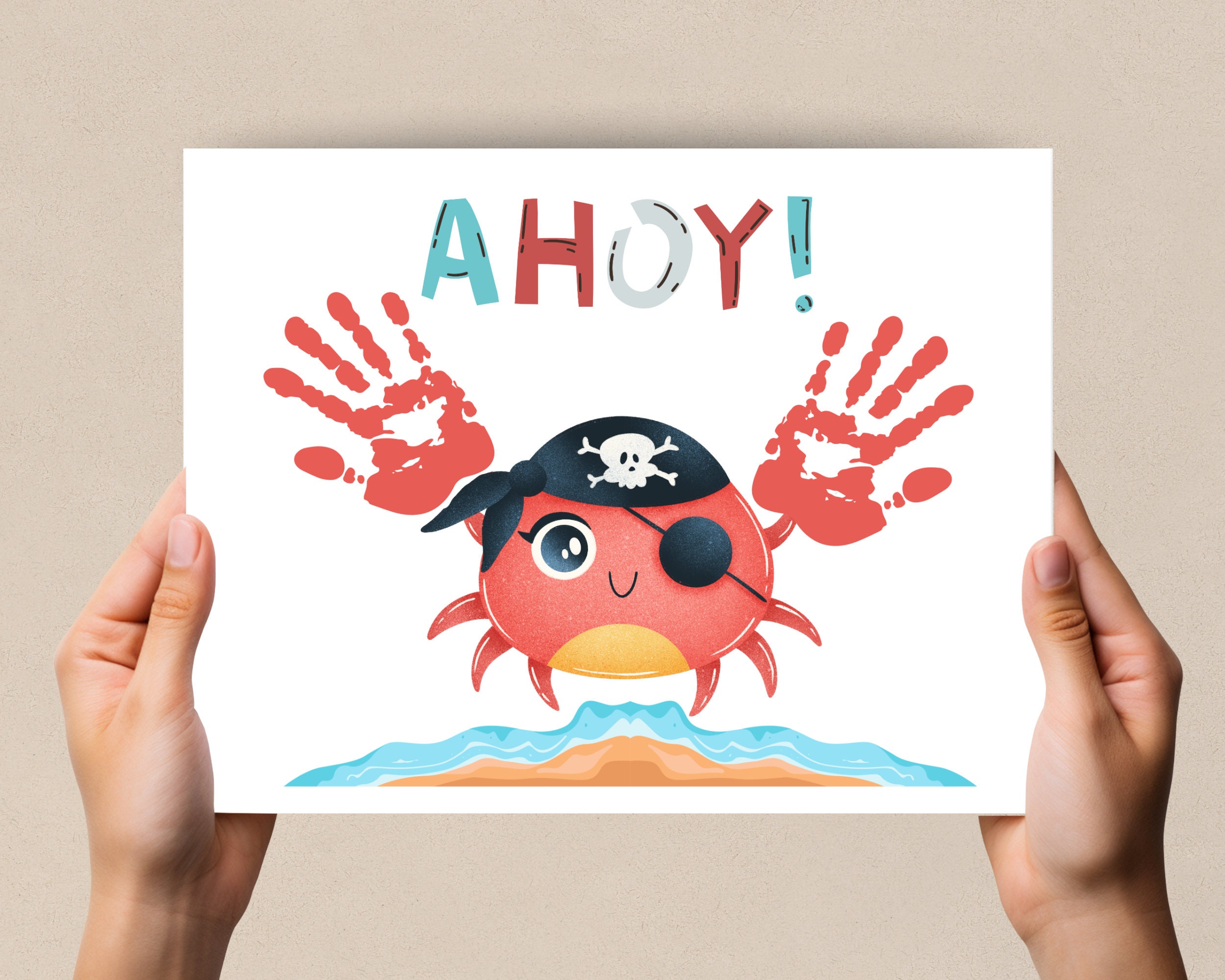 Pirate Handprint Art, Handprint Crab Craft for Babies, Toddlers. Preschool Activity for Daycare Crafts, Preschool Talk Like a Pirate Day