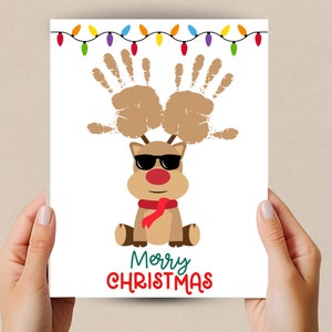 Handprint Christmas Reindeer Craft, Handprint Art, Christmas Keepsake, Preschool Activity Baby Toddler Daycare Activity, Preschool Christmas