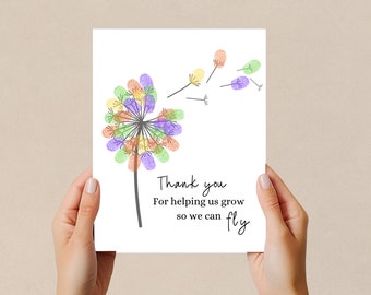 Teacher Appreciation Gift, Fingerprint Art, Handprint Craft Project, Inspirational Teacher Gift, End of Year Keepsake, DIY Teacher Gift