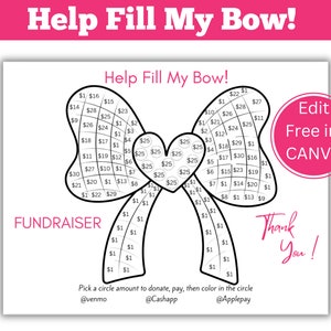 Fill My Bow Fundraiser - Help Fill My Bow Template Editable Free in Canva.