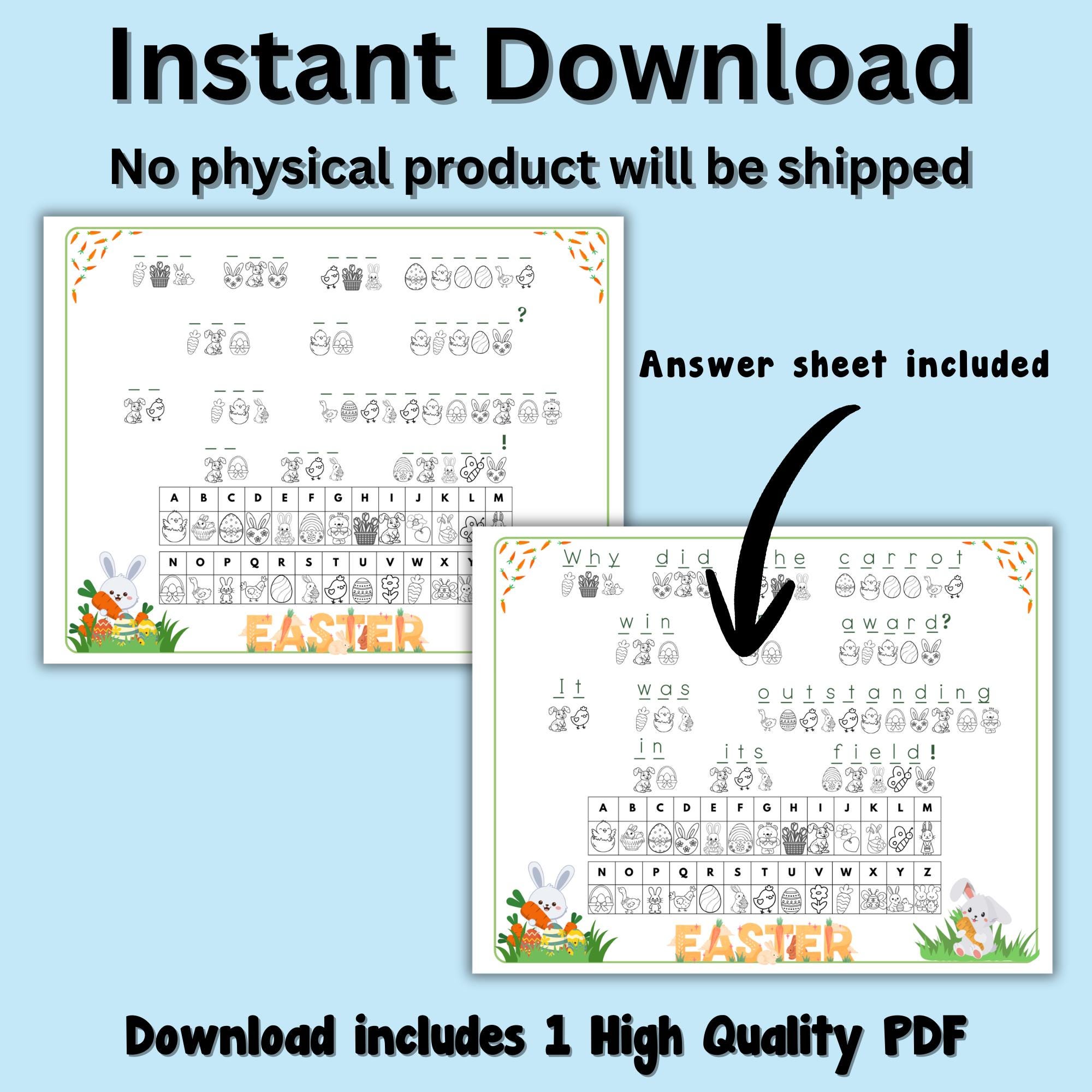 Crack the Code, Easter Bunny Secret Message, Lunchbox Notes, Joke Sheet ...