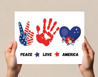 4th of July Handprint Art, 4th of July Craft Activity Preschool Activity Toddler Baby Kids, Keepsake, Daycare Handprint Painting Activities