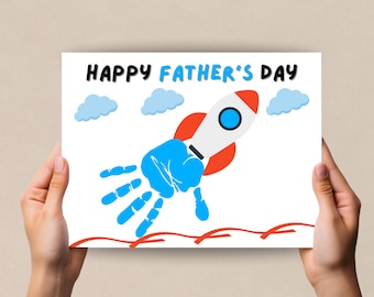 Lavoretto con impronte di mani per la Festa del Papà, Arte con impronte di mani, Attività per la scuola materna, Impronta di mani per bambini piccoli, Regalo stampabile per la Festa del Papà, Lavoretto per bambini piccoli