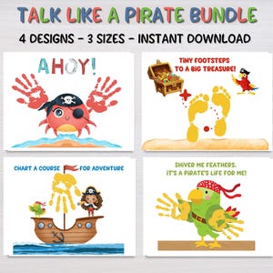 Pirate Handprint Craft, Handprint Art Bundle, Toddler Footprint. Preschool Activity for Daycare Crafts, Preschool Talk Like a Pirate Day