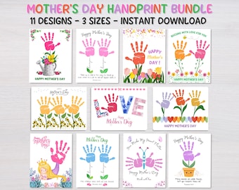 Mother&#39;s Day Handprint Bundle, Handprint Craft, Printable Activity for Babies and Toddlers, Mother&#39;s Day Handprint Art, Daycare Activity