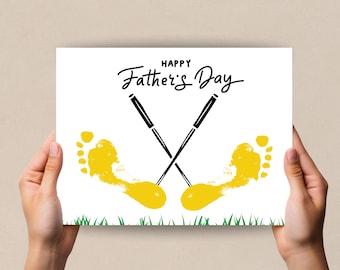 Lavoretto con l'impronta della mano per la Festa del Papà, Attività per la scuola materna, Impronta del piede del bambino, Regalo stampabile per la Festa del Papà, Arte con l'impronta della mano, Impronta del piede a forma di mazza da golf