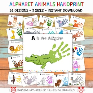 Handprint Alphabet Book, Handprint Craft Bundle, Printable Activity for Babies Toddlers and Kids, Preschool Printable, ABC Handprint Book