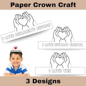 Paper Crown Craft, Sunday School Activity, Vacation Bible Craft, VBS Activity For Kids, Paper Crown Coloring Page Activity