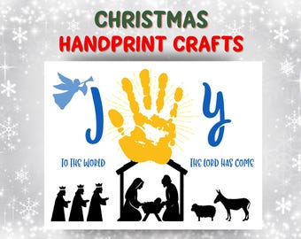 Nativity Handprint Art, Christian Handprint, Christmas Sunday School Craft, Preschool Handprint, Joy to the World Handprint, Advent Craft