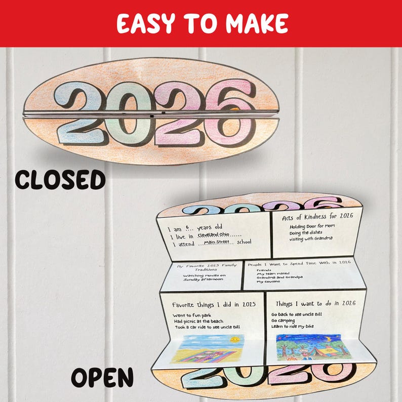 New Years 2026 Activity for Kids, Printable Reflection and Goals ...