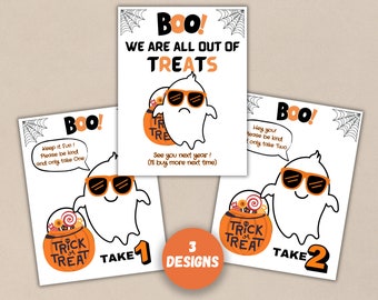Halloween Candy Sign Bundle. "Please Take One, Please Take Two" and "Out of Candy" Signs, Halloween Printable, Halloween Trick or Treat Sign