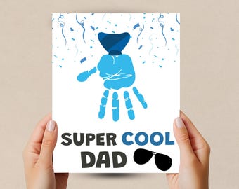 Lavoretto con l'impronta della mano per la Festa del Papà, Attività per la scuola materna, Impronta della mano del bambino, Ricordo dell'impronta della mano, Regalo fai da te per la Festa del Papà, Giornata super cool