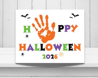 Halloween Handprint Art, Handprint Craft, Happy Halloween Preschool Activity Babies, Toddlers. Halloween Keepsake, Handprint Memory