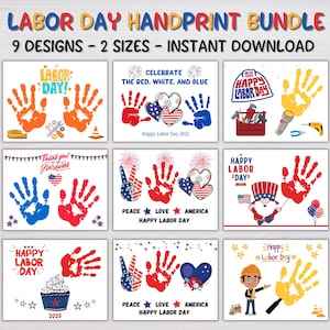 Labor Day Handprint Craft, Handprint Art, Printable Activity for Babies and Toddlers, Handprint Bundle, Daycare Activity, Labor Day Activity