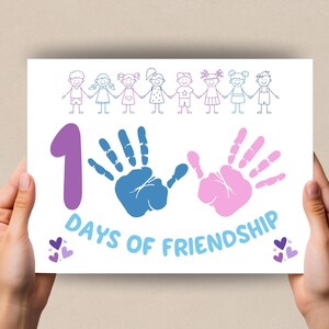 100 Days of School Handprint Craft, Handprint Art, Daycare Activity, 100 Days PreK, Toddler Activity,  Handprint Keepsake Preschool Activity