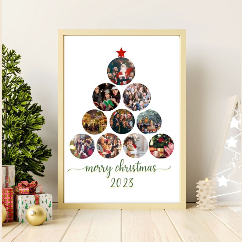 Photo Collage Christmas Tree Shape Photo College Template - Etsy