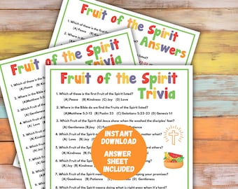 Fruit of the Spirit Trivia Game, Sunday School Bible Games, Youth Group Activity, Women Ministry Game, Bible Study Galatians