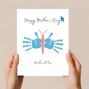 Mother’s Day Handprint Art Butterfly Craft, Mother&#39;s Day Gift Memory Keepsake, Preschool Activity, Kids Baby Toddler 8.5x11&quot;, 8x10&quot; and A4.