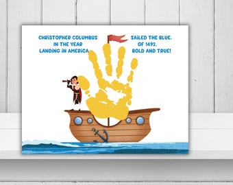 Columbus Day Handprint Craft, Handprint Art, Columbus Day Activity, Handprint Art Craft, Preschool Activity, Daycare Handprint Craft