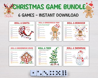 Roll a Reindeer Game, Printable Holiday Game Bundle, Christmas Party, Candy Game, Winter Party, Fun for all Ages Easy, Classroom Party Game