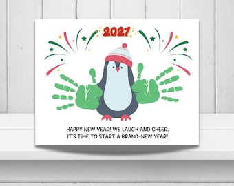 New Years Handprint Craft, Handprint Activity, New Year's Handprint Art, Preschool Activity New Years Keepsake, Daycare Activity