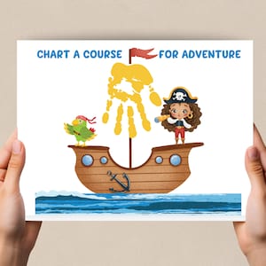 Pirate Handprint Art, Handprint Pirate Ship Craft for Babies, Toddlers. Preschool Activity for Daycare, Preschool Talk Like a Pirate Day