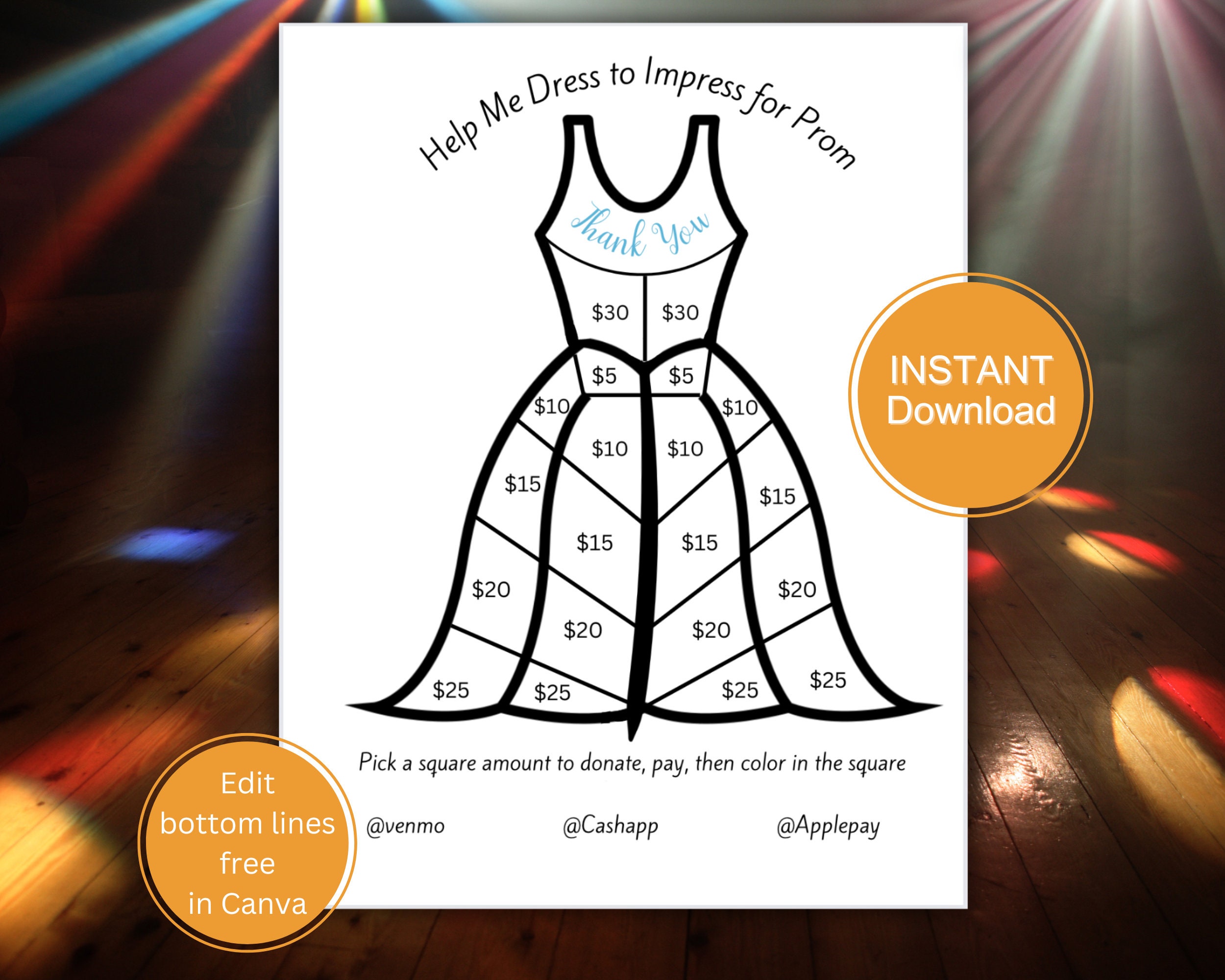 Prom Fundraiser, Pageant Dress, Wedding Dress, Fill My Dress In, Pick an  Amount to Donate, Dress Fundraiser. Dress to Impress for Prom. - Etsy