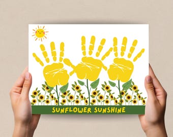 Summer Handprint Art, Handprint Craft, Sunflower Handprint, Preschool Activity, Daycare Craft, Toddler Activity, Infant Handprint Keepsake