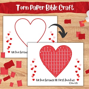 Lavoretto con carta strappata, attività per la scuola domenicale, attività per la scuola materna cristiana, lavoretto con la Bibbia stampabile, attività facili per la chiesa dei bambini