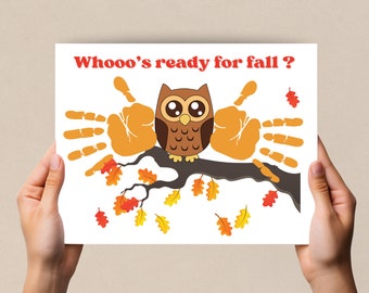 Fall Handprint Art, Owl Handprint Craft, Preschool Activity for Babies, Toddlers. Autumn Handprint Craft, Keepsake Fall Owl Daycare Activity