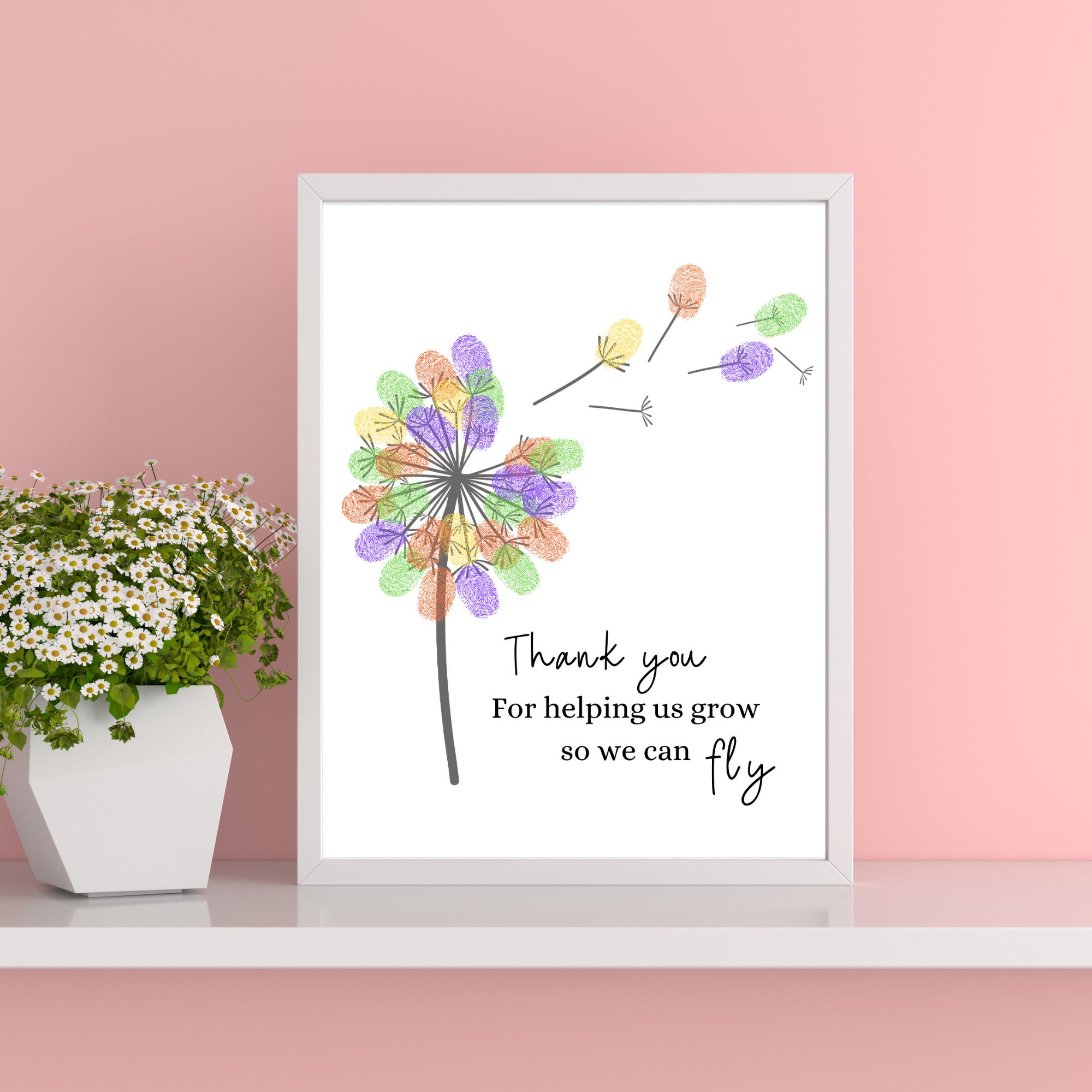 Teacher Appreciation Gift, Fingerprint Art, Handprint Craft Project ...