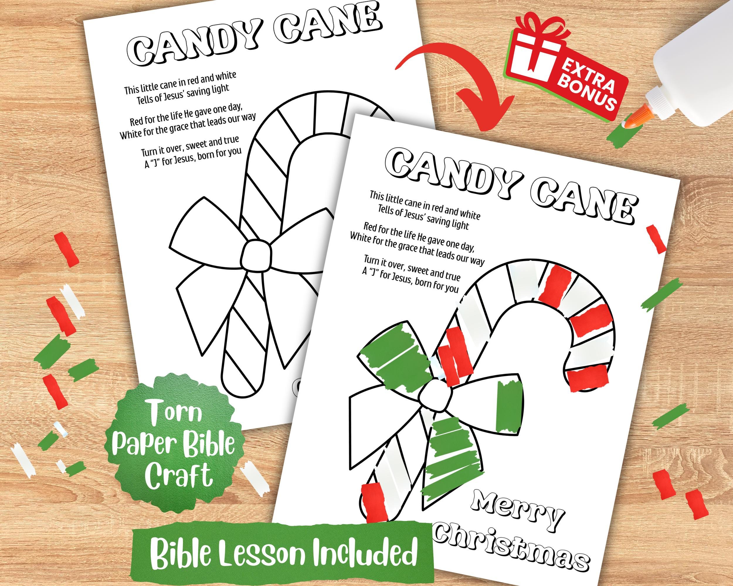 40 Candy Cane Crafts Kids Will Love 4 Candy Cane Torn Paper Art, Sunday School Craft, Christian Preschool…