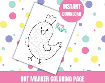 Easter Dot Marker Coloring Page for Preschoolers. Easter Activity, Dot Art Project. Easter Coloring Page.