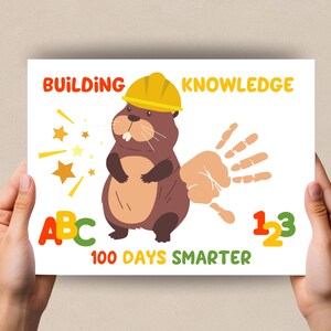 100 Days of School Handprint Craft, Handprint Art, Toddler Activity, Handprint Keepsake, Daycare Activity, 100 Days PreK, Preschool Activity