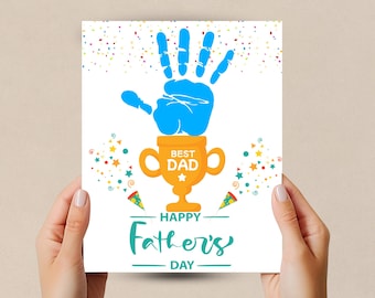 Father's Day Handprint Craft, Toddler Handprint, Preschool Activity, Handprint Keepsake, DIY Father's Day Gift, Best Dad Award
