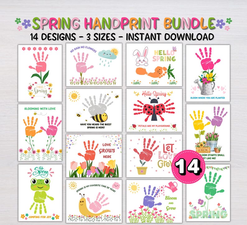 Spring Handprint Craft, Spring Handprint Art, Printable Activity Babies ...