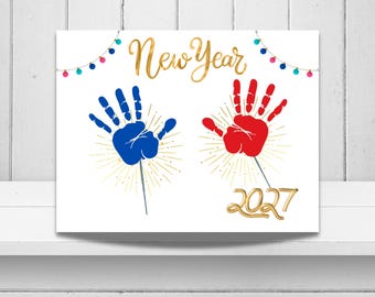 New Years Handprint Craft, 2027 Handprint Printable, New Year's Handprint Art, Preschool Activity, New Years Keepsake, Daycare Craft
