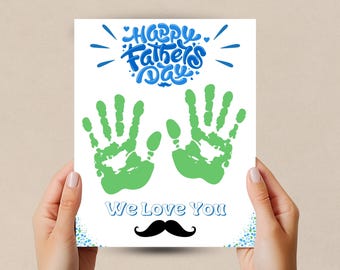 Lavoretto con l'impronta della mano per la Festa del Papà, Impronta della mano del bambino, Attività prescolare, Ricordo dell'impronta della mano, Regalo fai da te per la Festa del Papà, Divertente attività prescolare