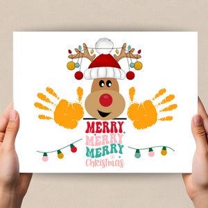Christmas Handprint Craft, Handprint Art Reindeer Handprint, Christmas Keepsake, Preschool Activity Toddler Baby Activity, Daycare Craft