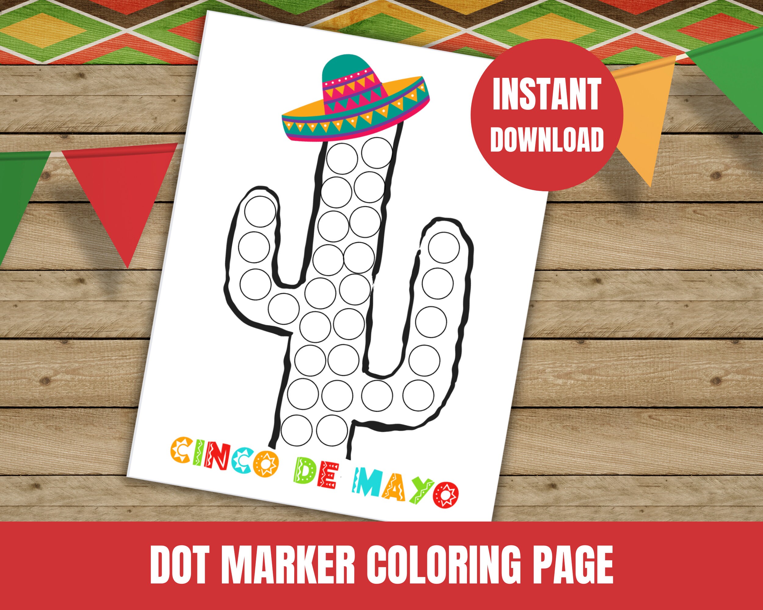 Cinco de Mayo Dot Marker Cactus Craft, Preschool Kids Baby Toddler…