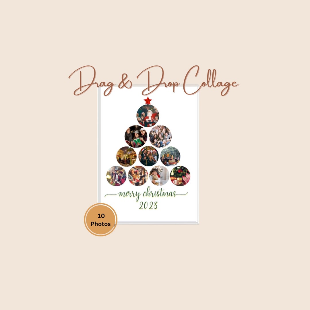 Photo Collage Christmas Tree Shape Photo College Template - Etsy