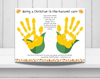 Fall Christian Handprint Craft, Autumn Handprint Art, Preschool Printable, Toddler Handprint, Sunday School Craft, Galatians Activity