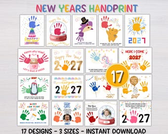 2027 New Years Handprint Craft, New Years Handprint Art, Handprint Poem, Printable Toddler Handprint, Handprint Keepsake, Daycare Activity