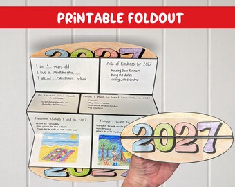 New Years 2027 Activity for Kids, Printable Reflection and Goals Worksheet, Craft for Kids, Children Foldout Coloring Activity, Hand Puppet