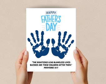 Father's Day Bible Handprint Art, Handprint Craft, Preschool Baby Toddler activity keepsake , Christian Father's Day Gift preschool activity